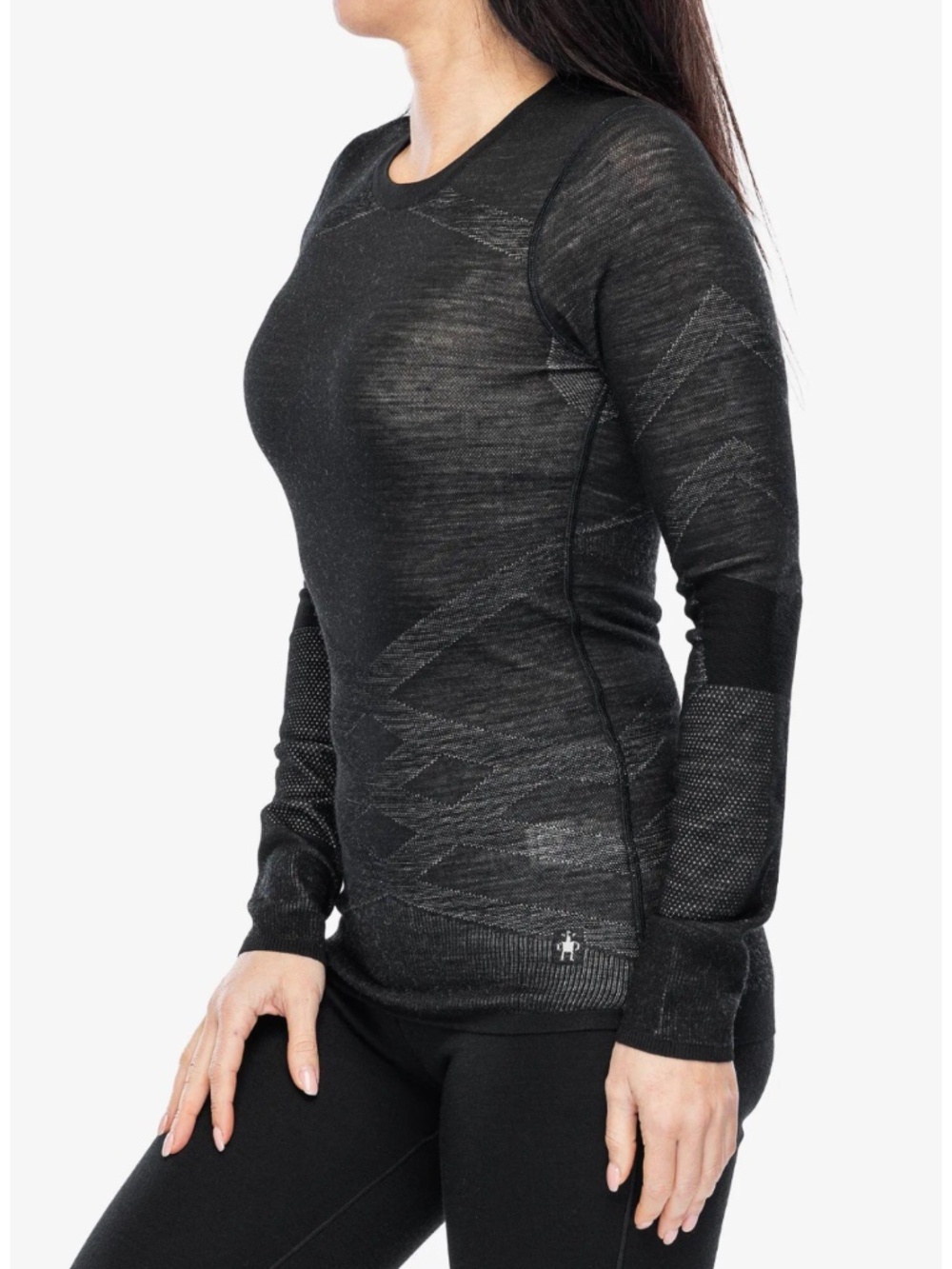 Smartwool Intraknit 200 Thermal Merino Base Layer Crew Black-White Large Women's - Picture 11 of 17